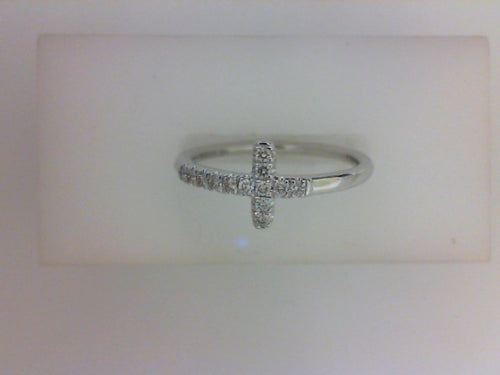 14KT WG .13CTTW DIA CROSS RING