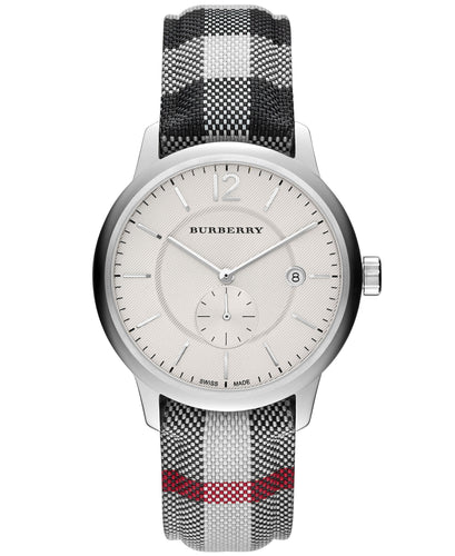 GTS QRTZ STEEL W SILVER DIAL BURBERRY STRAP